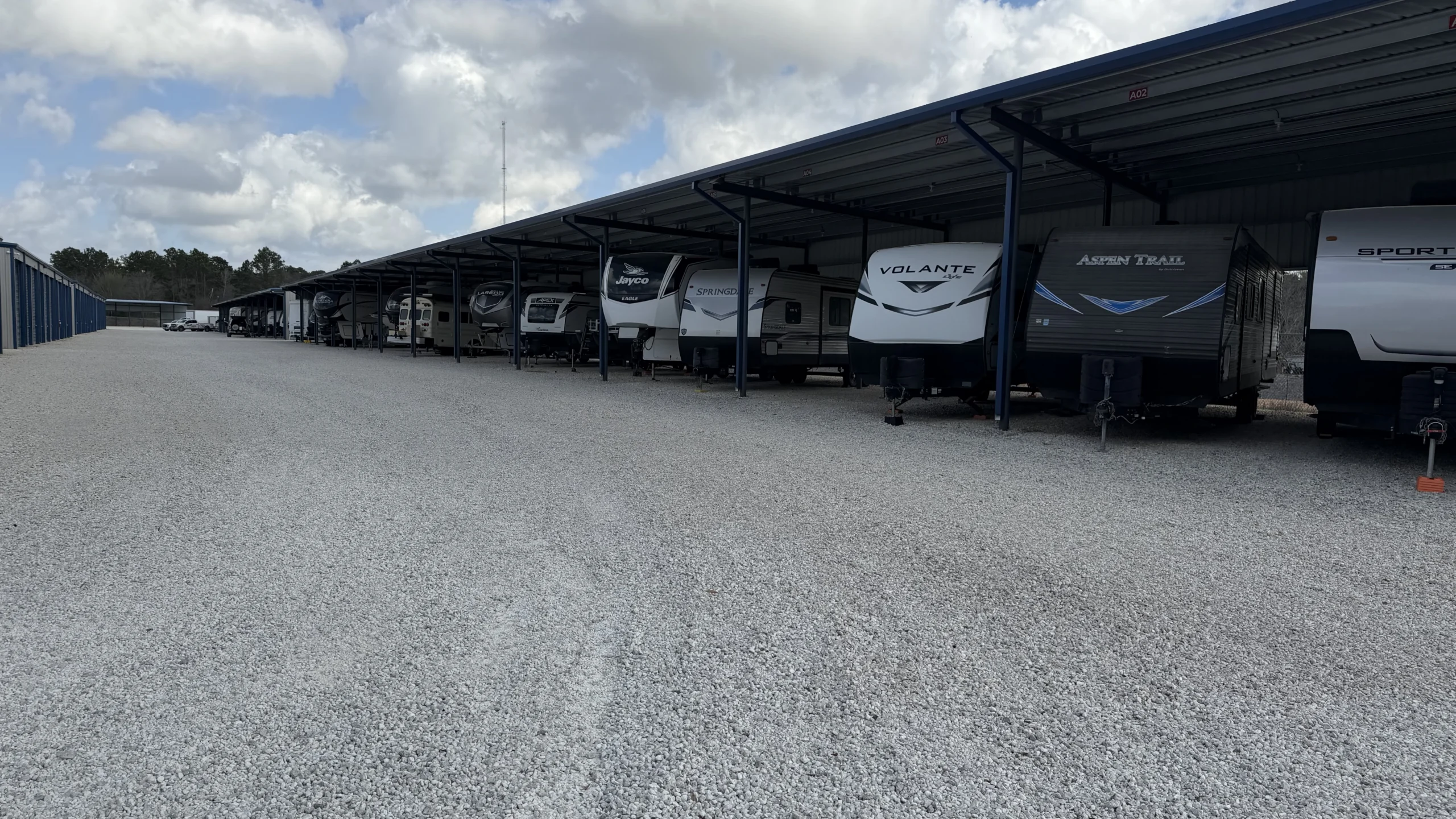 Covered RV Storage Facility in Tomball